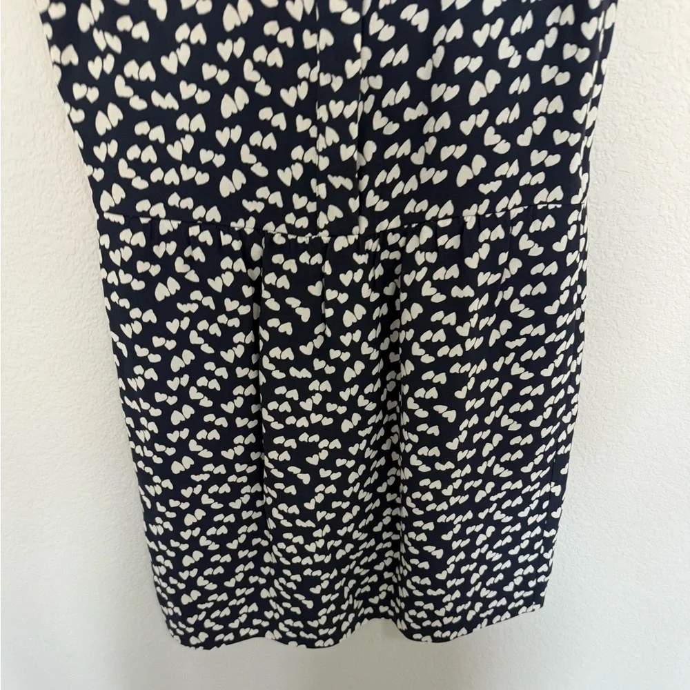 J. Crew Half-Placket Sheath Dress in Navy Blue and White Tossed Hearts Size 0 - Picture 9 of 13